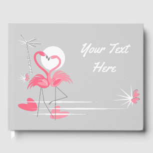 Flamingo Love Side Text guest book