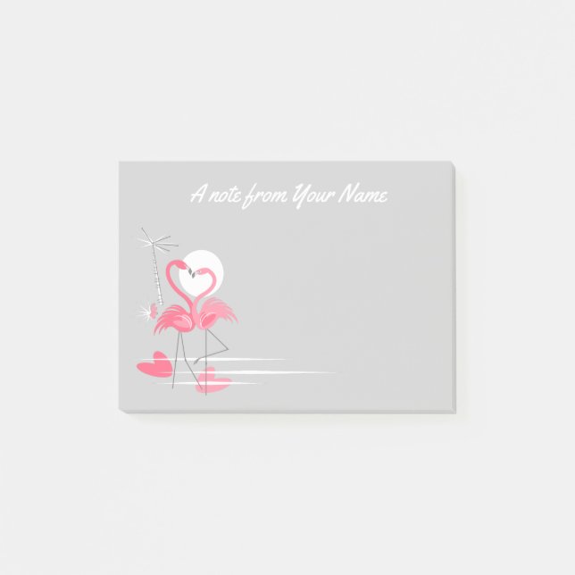 Flamingo Love Side Text post-it notes (Front)