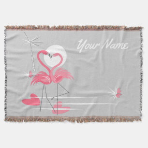 Flamingo Love Side Text throw blanket