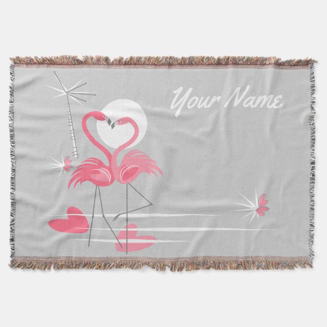Flamingo Love Side Text throw blanket (Front)