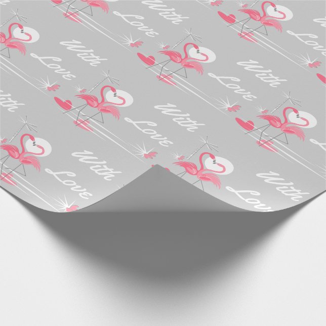 Flamingo Love Side With Love wrapping paper (Corner)