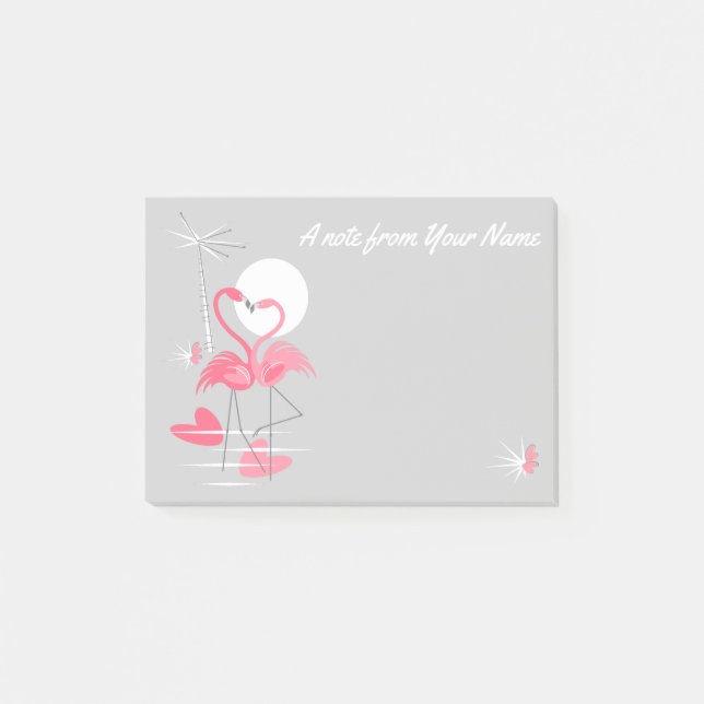 Flamingo Love Slim Text post-it notes (Front)