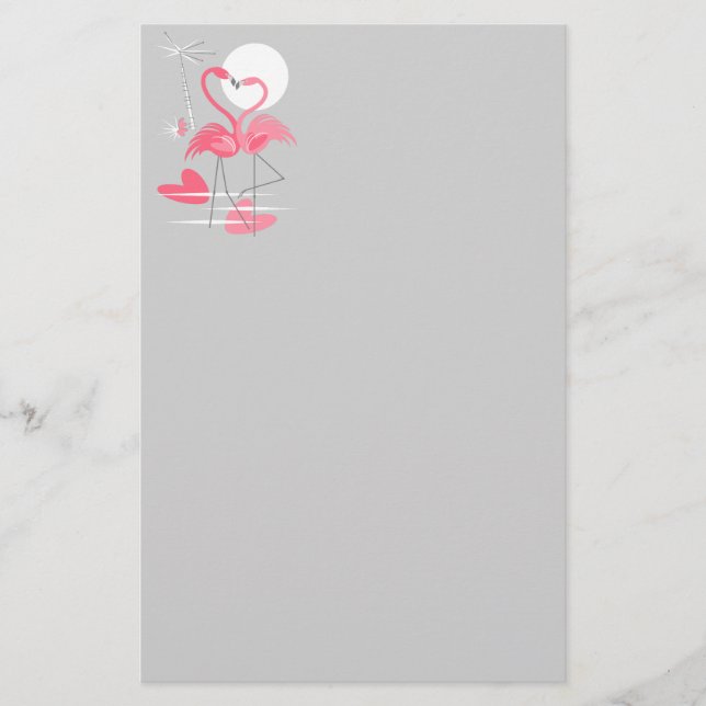 Flamingo Love stationery (Front)