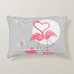 Flamingo Love tiled back throw pillow accent