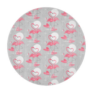 Flamingo Love Tiled cutting board round