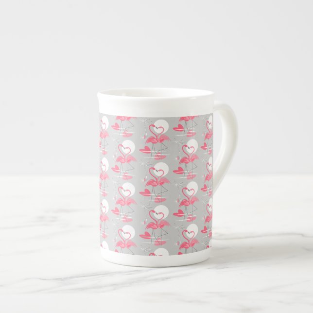 Flamingo Love Tiled mug bone china (Front Right)