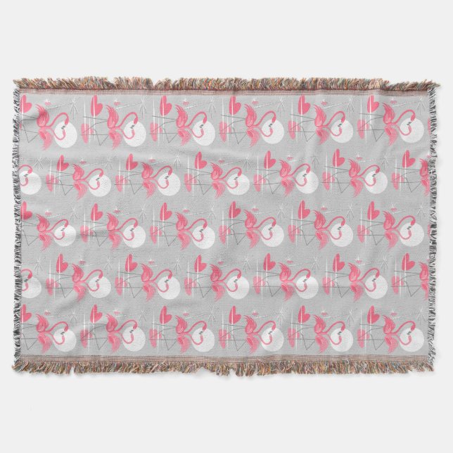 Flamingo Love Tiled throw blanket vertical (Front)