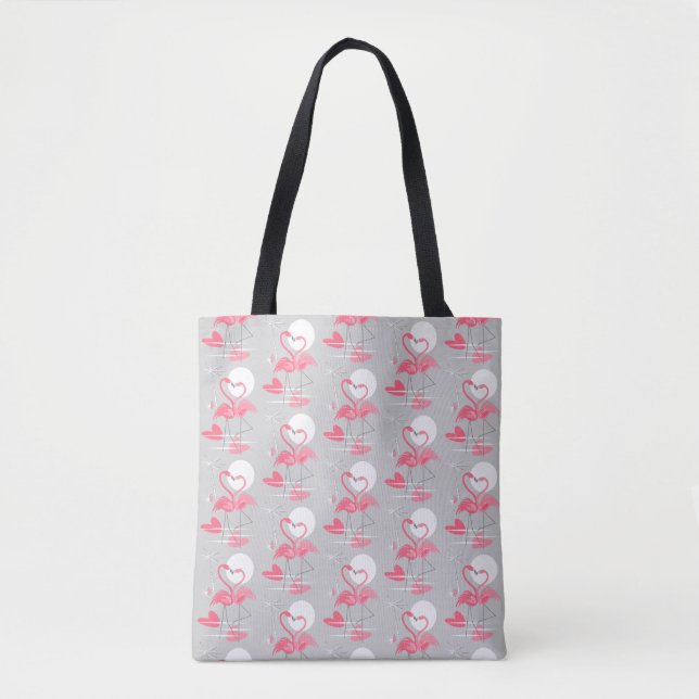 Flamingo Love Tiled tote bag (Front)