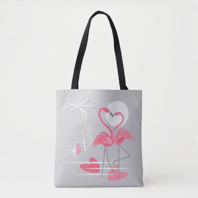 Flamingo Love tote bag tiled back (Front)