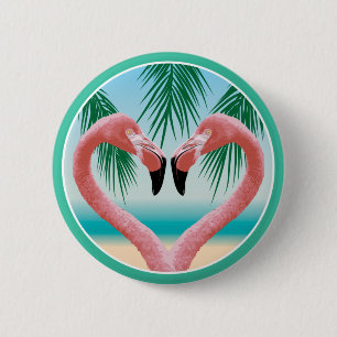 Flamingo Love (Tropical Valentine) 6 Cm Round Badge