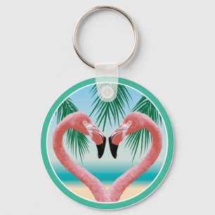 Flamingo Love (Tropical Valentine) Key Ring