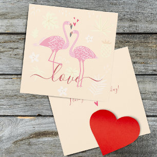 Flamingo Love Valentines Flat Card