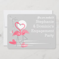 Flamingo Love 'You are invited' Engagement rounded