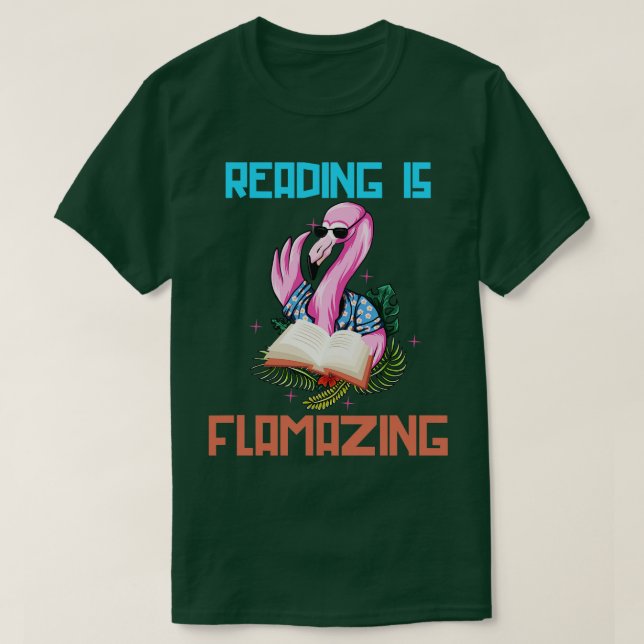 Flamingo Lover Bookworm Gift Reading T-Shirt (Design Front)