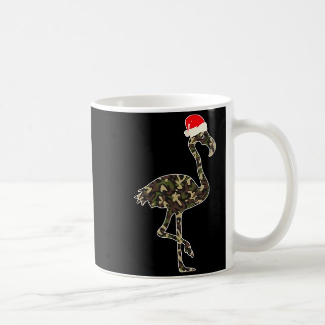 Flamingo Lover Christmas Santa Hat Camouflage Illu Coffee Mug (Right)