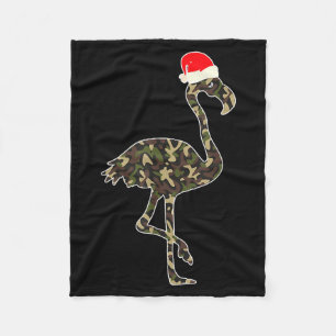 Flamingo Lover Christmas Santa Hat Camouflage Illu Fleece Blanket