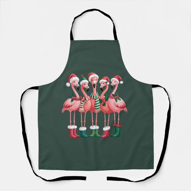 Flamingo Lover Gift Christmas Merry Xmas Apron (Front)