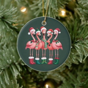 Flamingo Lover Gift Christmas Merry Xmas Ceramic Ornament