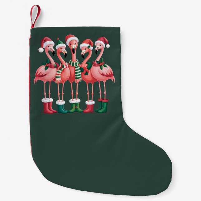 Flamingo Lover Gift Christmas Merry Xmas Small Christmas Stocking (Front)