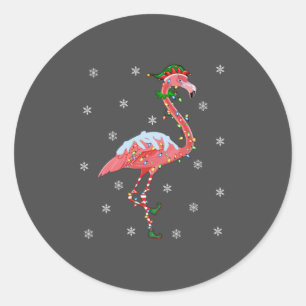 Flamingo Lover Xmas Gift Santa Hat Elf Flamingo Classic Round Sticker