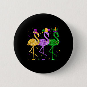 Flamingo Mardi Gras Funny Mask Beads Carnival Part 6 Cm Round Badge