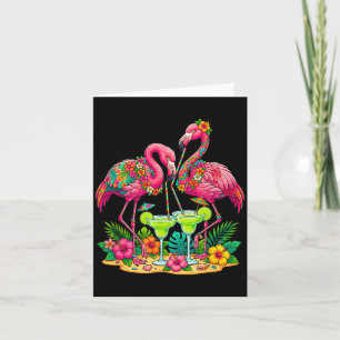 Flamingo Margaritas Bar Hawaiian Beach Girls Card
