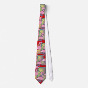 Flamingo Men's Tie, Artist Drawn, Unique Graphics Tie