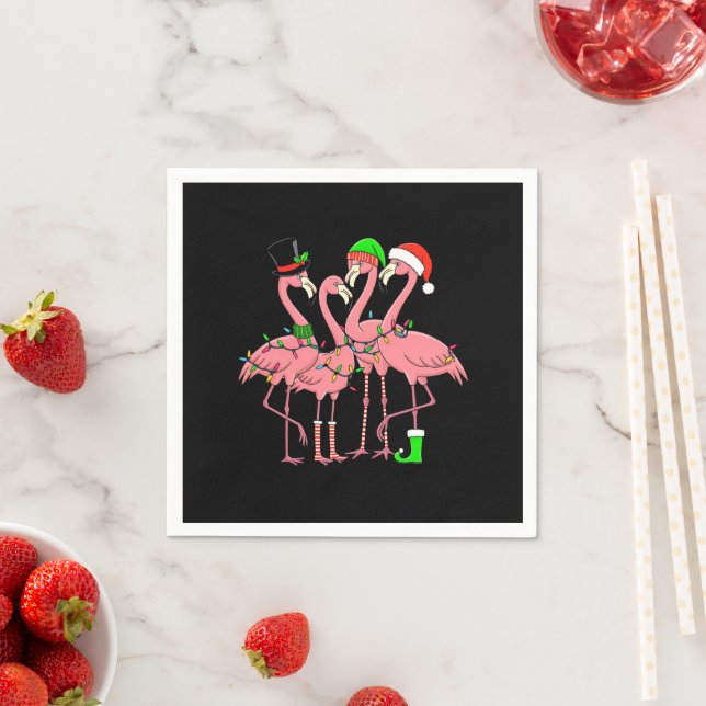 Flamingo Merry Christmas Funny Flamingo Lover Gift Napkin (Insitu)