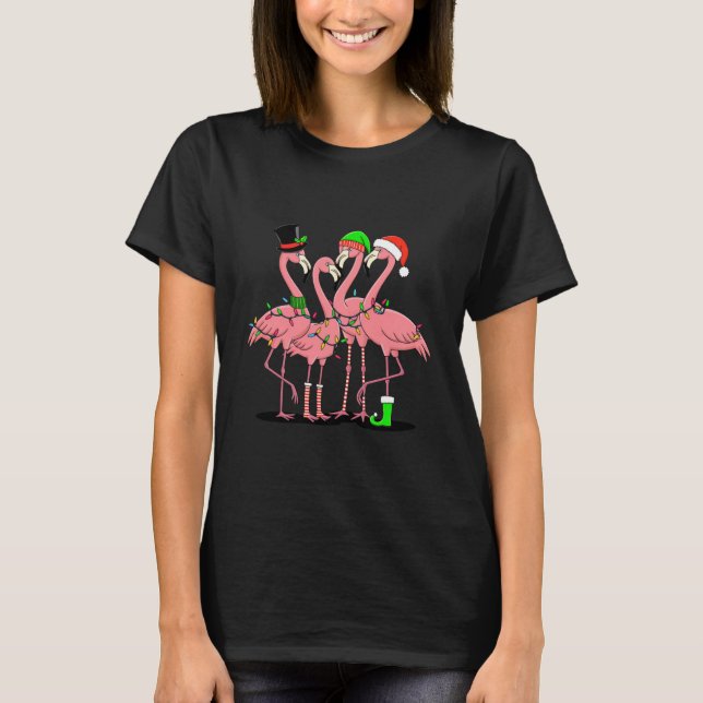Flamingo Merry Christmas Funny Flamingo Lover Gift T-Shirt (Front)