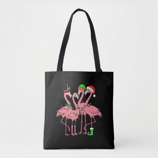 Flamingo Merry Christmas Funny Flamingo Lover Gift Tote Bag (Front)