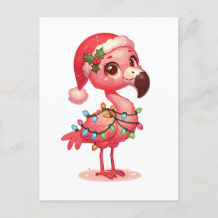 Flamingo Merry Christmas Winter Animals Flamingos Holiday Postcard