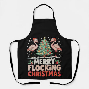 Flamingo Merry Flocking Christmas Funny Xmas Apron