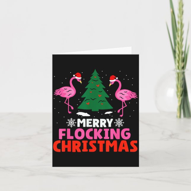 Flamingo Merry Flocking Christmas Funny Xmas Men W Card (Front)