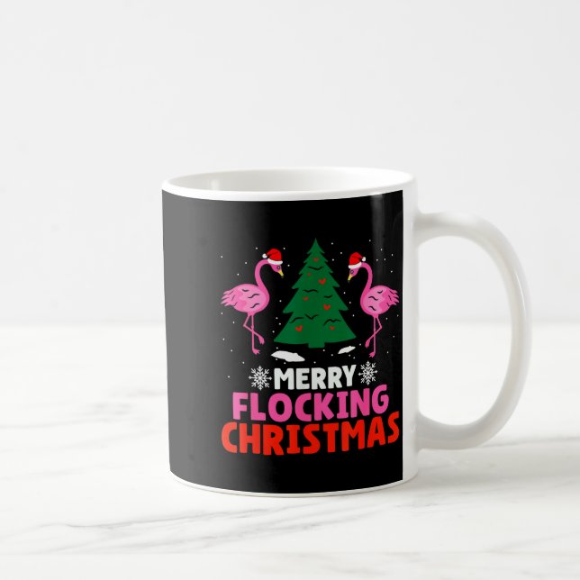Flamingo Merry Flocking Christmas Funny Xmas Men W Coffee Mug (Right)