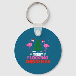 Flamingo Merry Flocking Christmas Funny Xmas Men W Key Ring