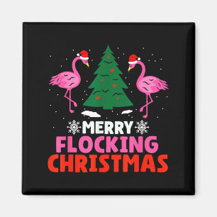 Flamingo Merry Flocking Christmas Funny Xmas Men W Magnet
