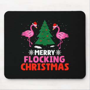 Flamingo Merry Flocking Christmas Funny Xmas Men W Mouse Pad