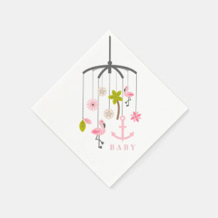 Flamingo Mobile Modern Pink Baby Shower Napkins