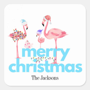 Flamingo Modern Christmas Stickers