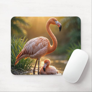 Flamingo Mother and Chick Mouse Pad