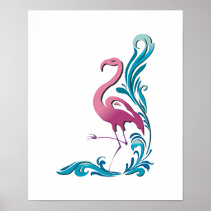 flamingo motif design poster