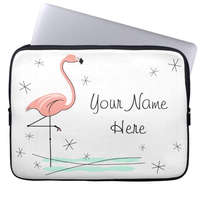 Flamingo Name laptop sleeve (Front)