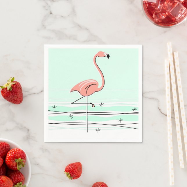 Flamingo Ocean Aqua paper napkins (Insitu)