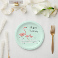Flamingo Ocean Aqua Trio 4 Happy Birthday  