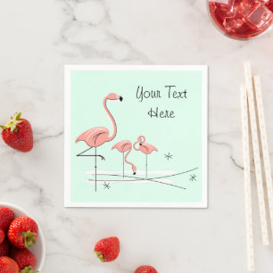 Flamingo Ocean Aqua Trio 4 Text paper napkins