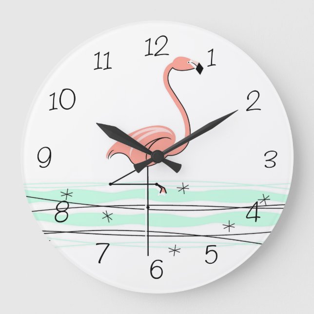 Flamingo Ocean clock numbers round (Front)