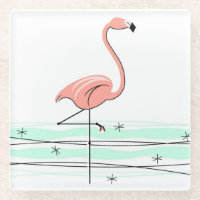 Flamingo Ocean coaster glass