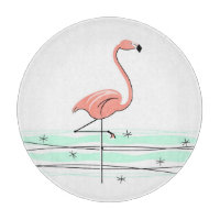 Flamingo Ocean cutting board round