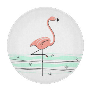 Flamingo Ocean cutting board round