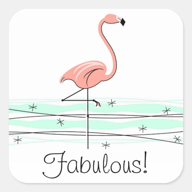 Flamingo Ocean Fabulous! sticker square (Front)